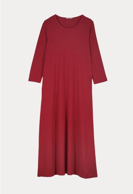 Solid A-Line Basic Dress