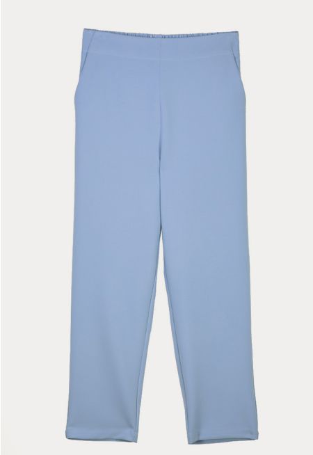 Hi-Rise Elasticated Waistband Straight Leg Trouser