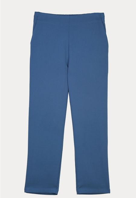 Hi-Rise Elasticated Waistband Straight Leg Trouser