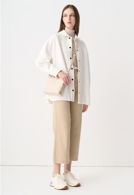 Solid Pleated Waist Wide Leg Jeans