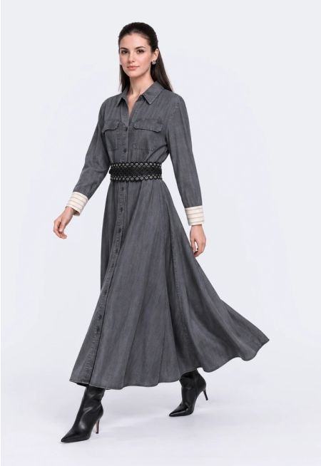 Belted Tencel Maxi Dress