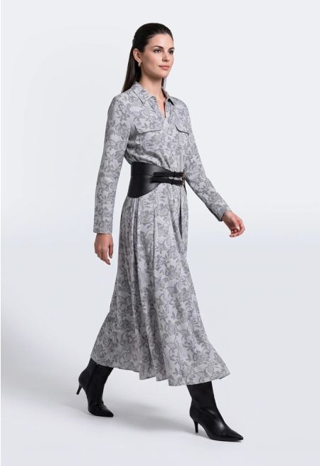 Printed Pleated Dress
