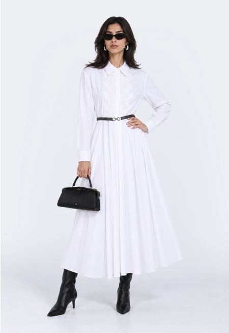 Macrame Lace Pleated Dress