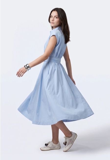 Wrapped Waist Midi Dress