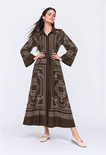 Printed Maxi Shirt Dress
