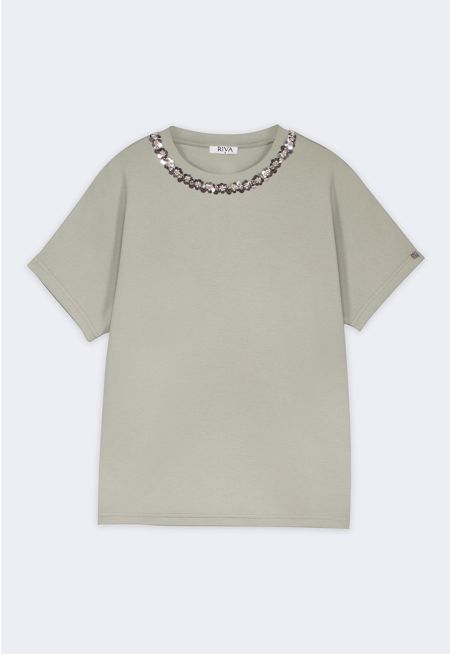 Sequin Embellished T-Shirt