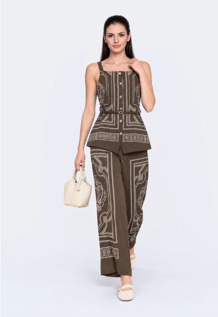 Printed Crinkled Trousers