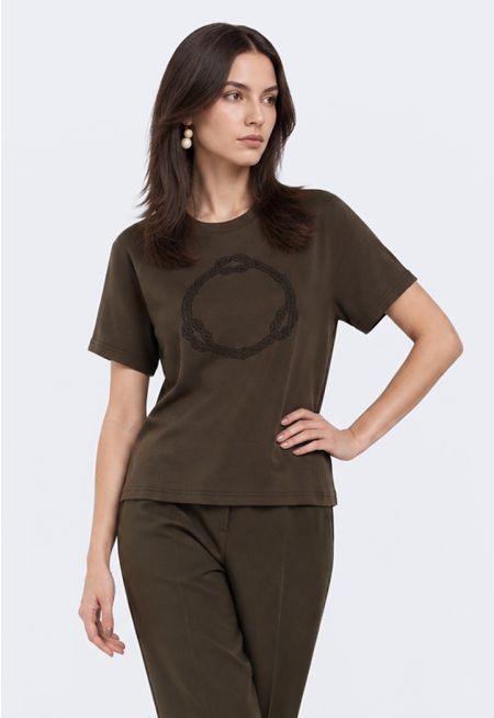 Chain-Embroidered T- Shirt