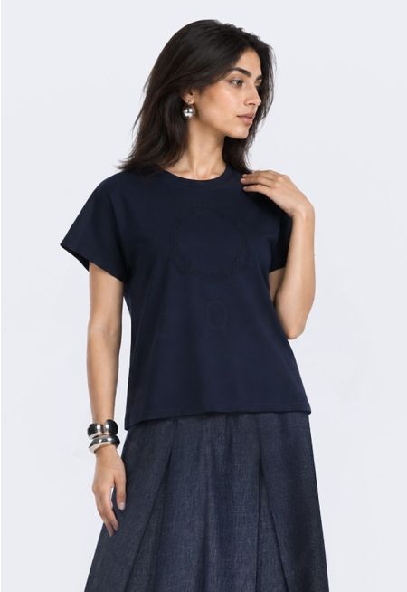 Chain-Embroidered T- Shirt