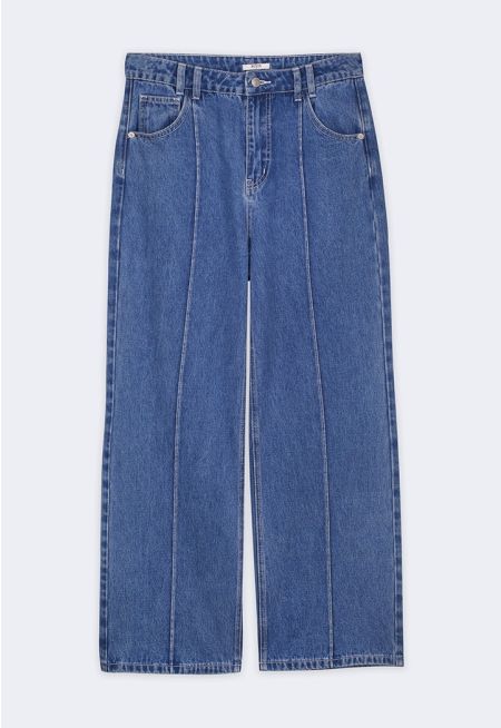 Straight Cut Piping Detail Jeans
