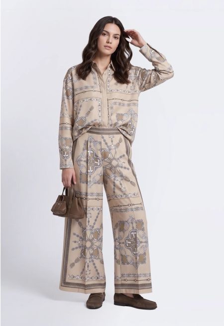 Straight Cut Chain Print Trousers