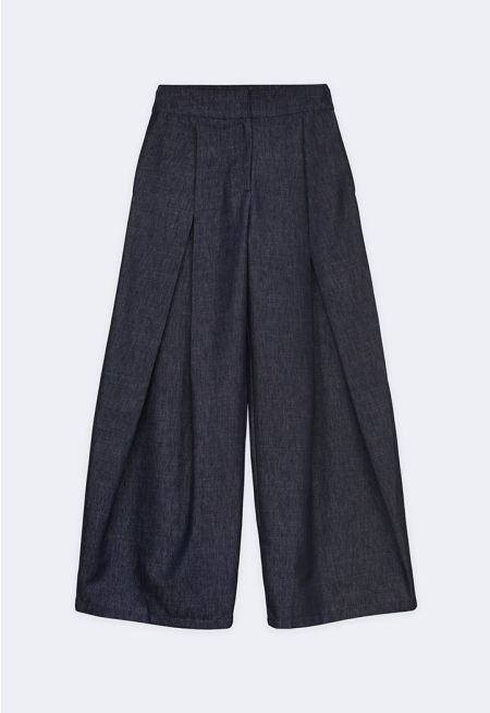 Pleated Tencel Denim Trousers