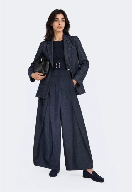 Pleated Tencel Denim Trousers