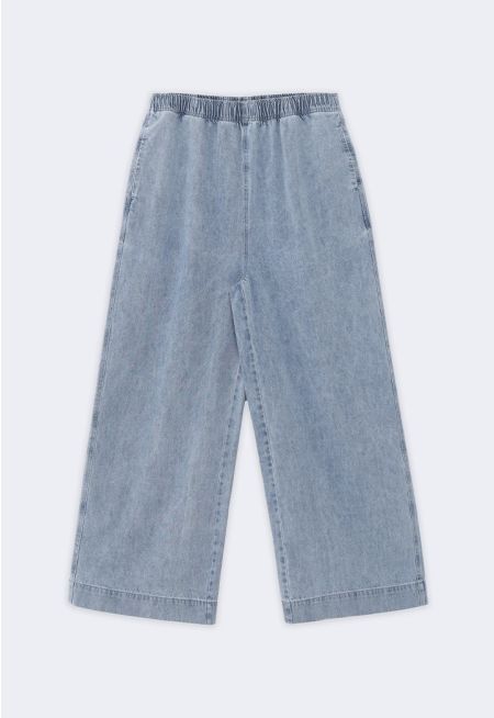 Wide Leg Denim Trousers