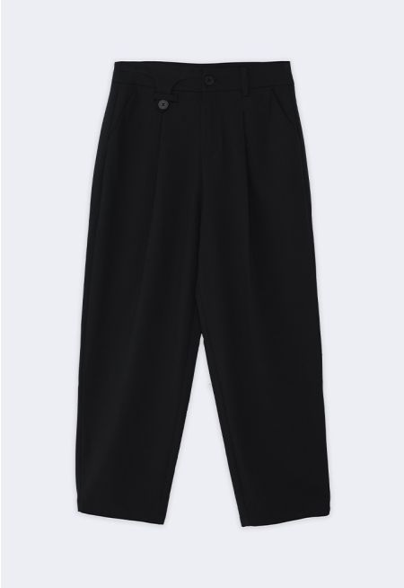 Solid Carrot-Fit Trousers