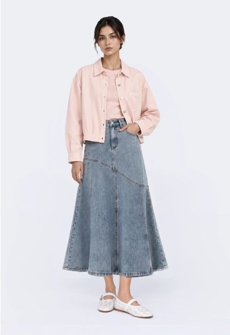 Panelled Denim Maxi Skirt