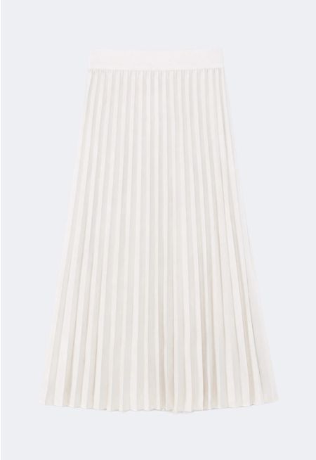 Solid Pleated Maxi Skirt