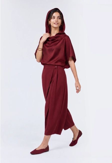 High-Waist Wrap Effect Trousers