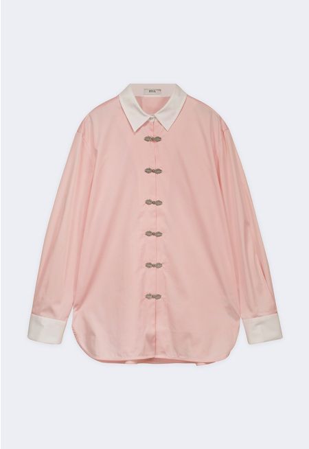 Poplin Shirt with Contrast Trim