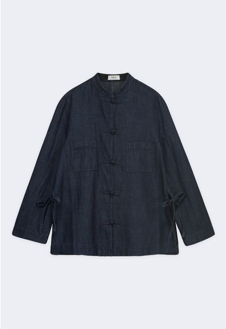 Knot Button Denim Shirt