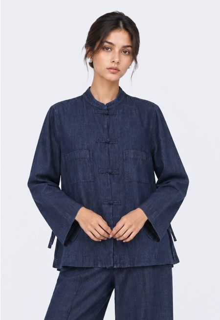 Knot Button Denim Shirt