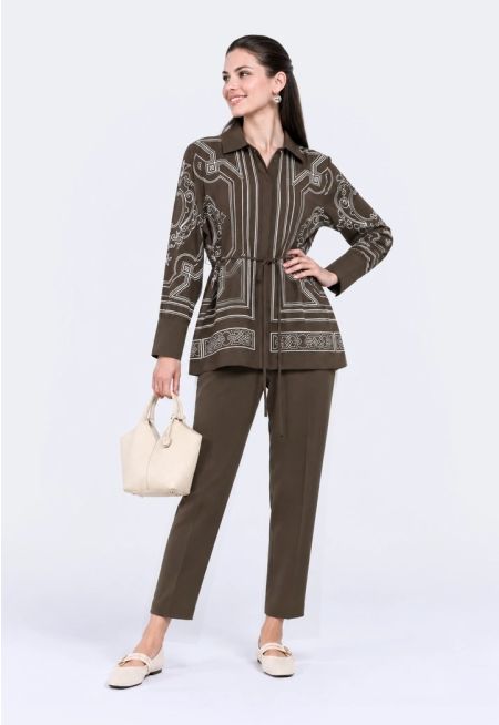 Solid High Waist Trousers