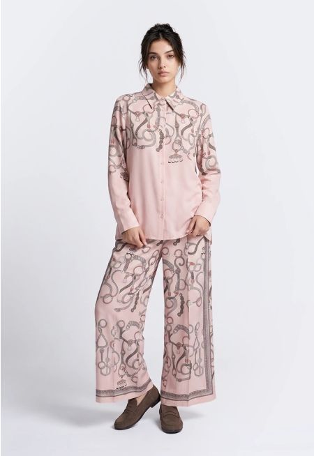 Straight Cut Chain Print Trousers
