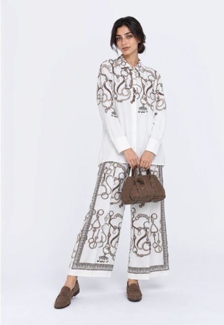 Straight Cut Chain Print Trousers