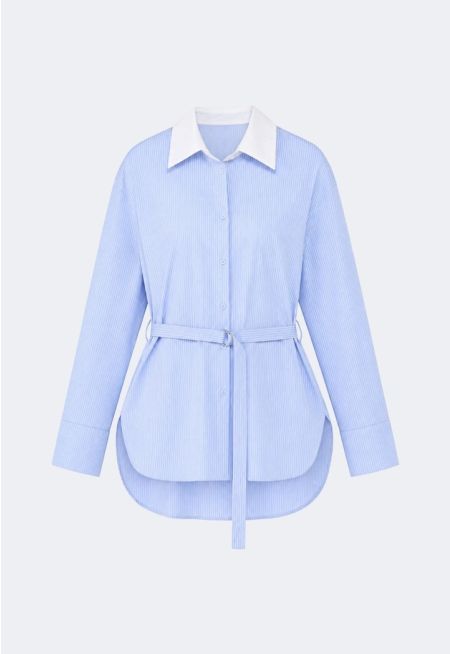 Double-Collar Striped Shirt