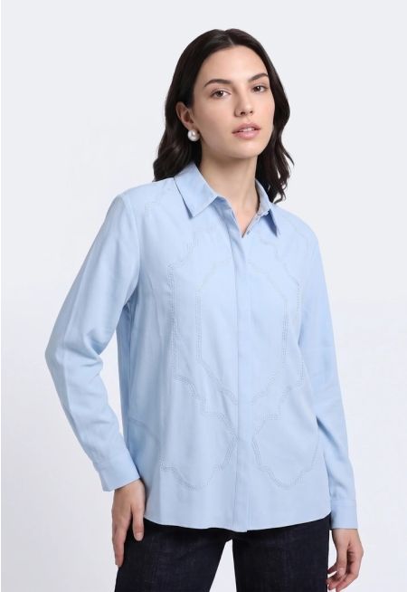 Chain-Embroidered Shirt