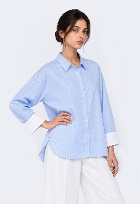High-Low Striped Shirt