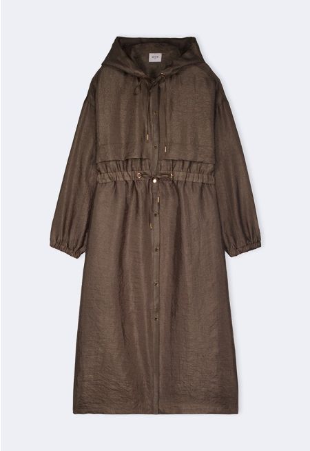 Solid Drawstring Waist Jacket