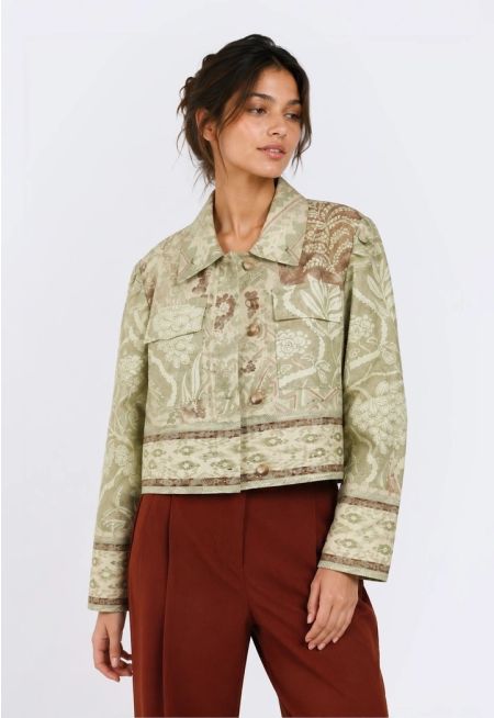 Printed Cropped Jacket