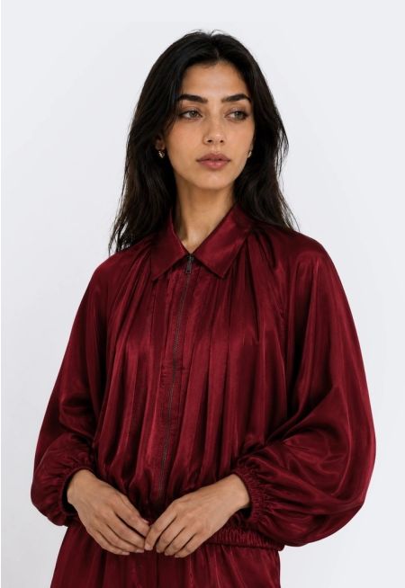 Batwing Sleeve Satin Jacket