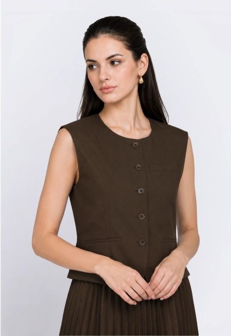 Solid Buttoned Vest