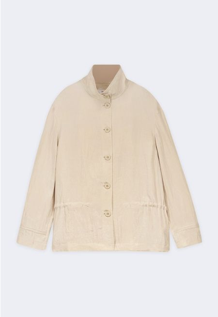 Crinkled Drawstring Jacket