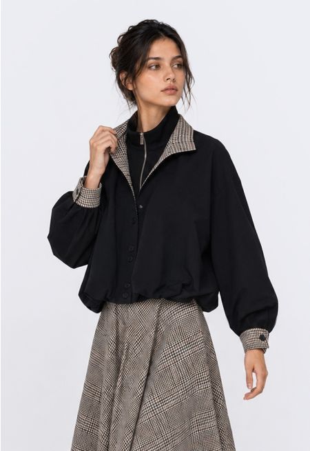 Stand Collar Cropped Jacket