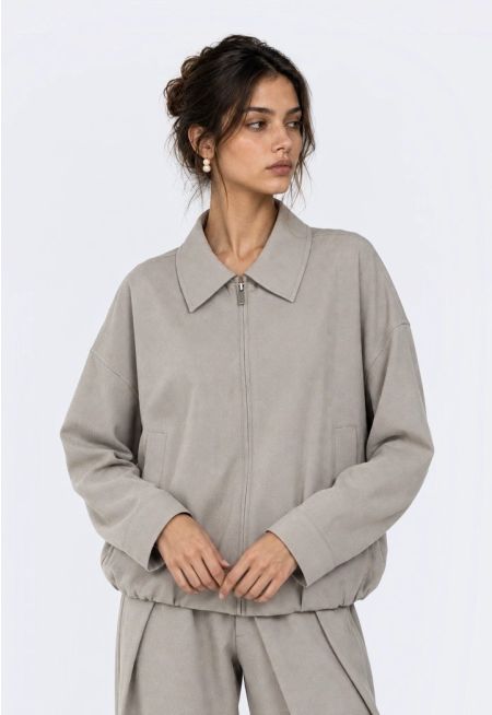 Elastic Hem Cropped Jacket