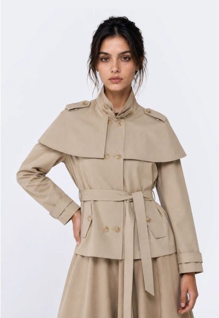 Trench Coat with Cape Overlay