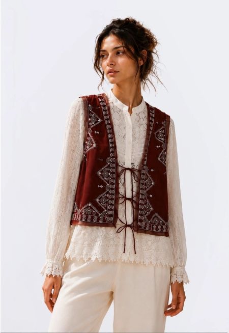 Embroidered Sequin-Embellished Vest