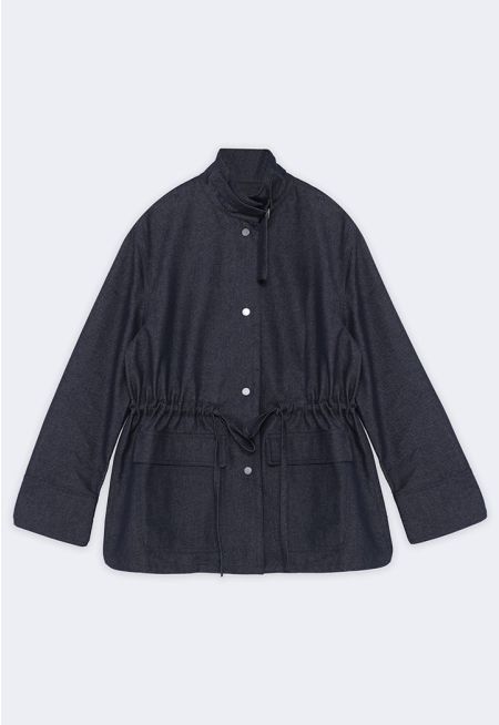 Drawstring-Waist Denim Jacket