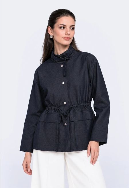 Drawstring-Waist Denim Jacket