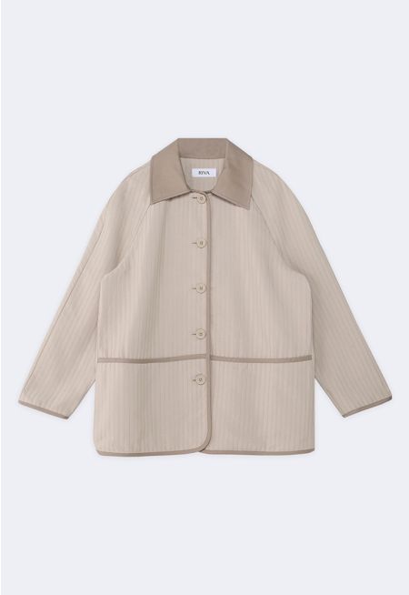 Contrast-Trim Striped Jacket