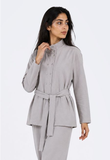 Crinkled Belted Jacket