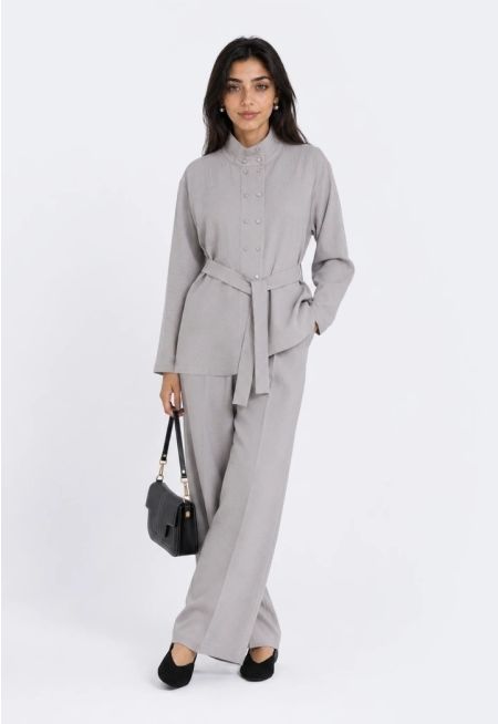 Crinkled High Waist Trousers