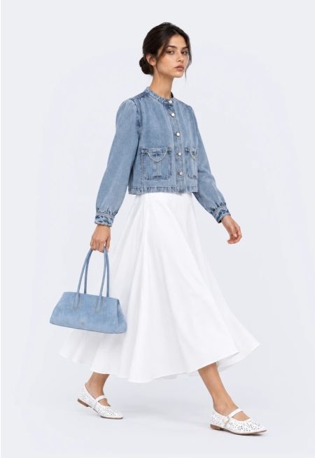 High-Low Poplin Maxi Skirt