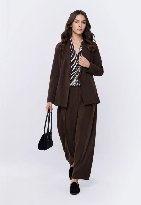 High-Waist Wrap Effect Trousers