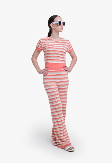 Colorful Striped Top and Pants Set (2 PCS)