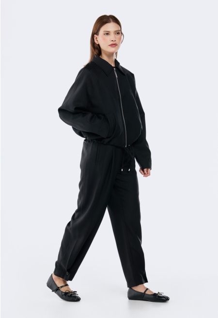 Solid High Waist Trousers