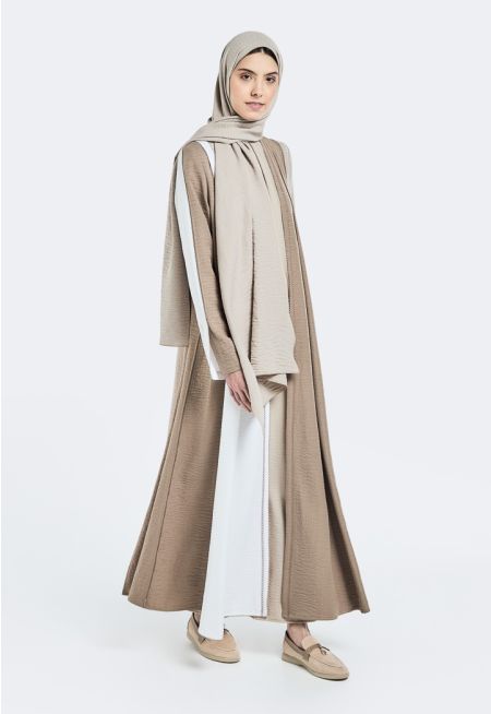 Stitch Embellished Abaya With Hijab (2 PCS)